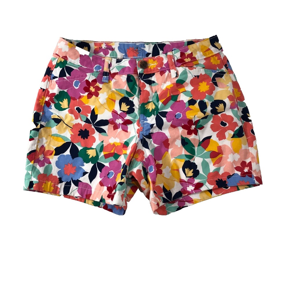 St. John's Bay Shorts Women's Size 2 Floral Multi Colored 5" Inseam Mid Rise